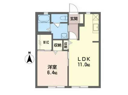 ラ・ヴィラージュ F(1LDK/1階)の間取り写真