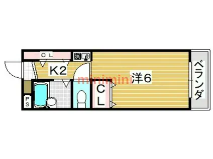 ウインドワード(1K/3階)の間取り写真