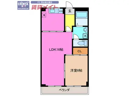 ダイアナポリス桜橋(1LDK/4階)の間取り写真