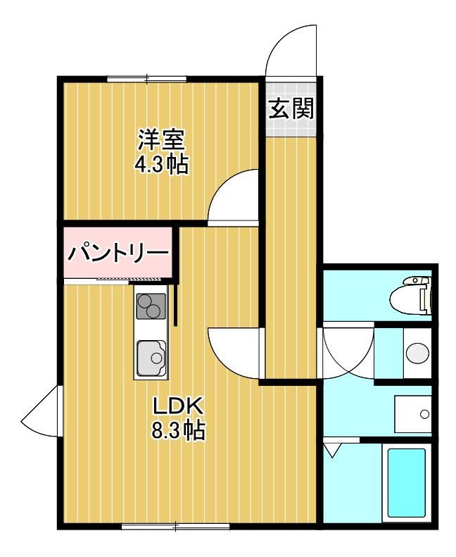 ガーデンシティ万代(1LDK/2階)の間取り写真