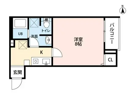 エル ソルあすと長町(1K/2階)の間取り写真