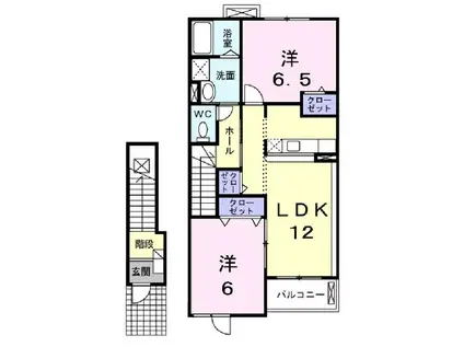 ネオ・ユニゾンI(2LDK/2階)の間取り写真
