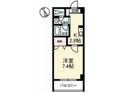 JRBハイツ倉敷(1K/3階)の間取り写真