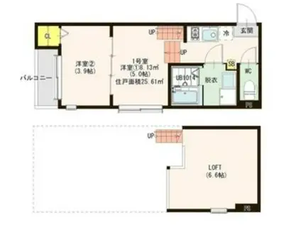 CLAIR福住(2K/1階)の間取り写真