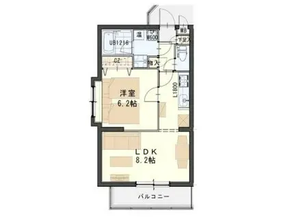 ソレアード小松島II(1LDK/2階)の間取り写真