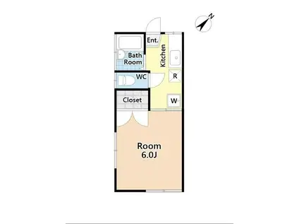 ウインズ稲毛(1K/2階)の間取り写真