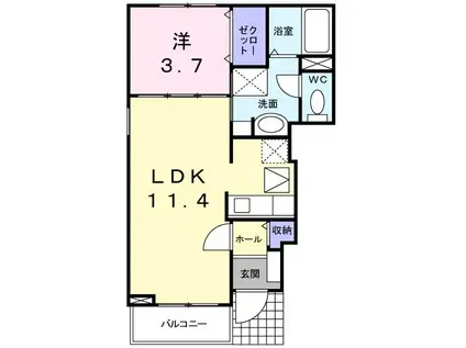 メゾン・ド・プレリー見川A(1LDK/1階)の間取り写真