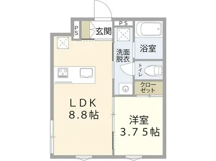 アーバンブランチ鳥屋野南(1LDK/2階)の間取り写真