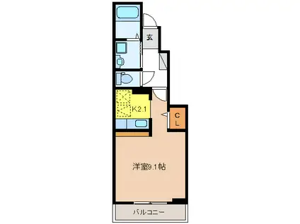 MARSA 旦島(1K/1階)の間取り写真