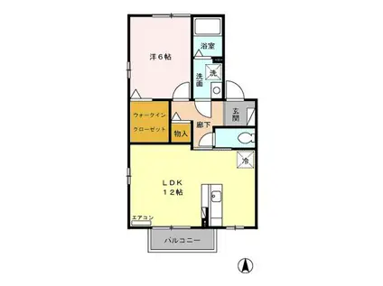 リシェス・オカザキIII B棟(1LDK/1階)の間取り写真