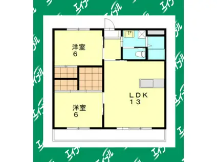 グランディ花綵(2LDK/2階)の間取り写真