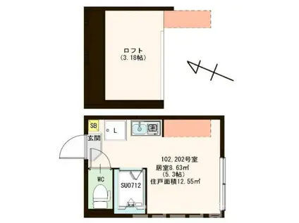 MIHOテラス妙蓮寺(ワンルーム/2階)の間取り写真