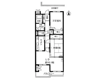 クリア砧公園(2LDK/4階)の間取り写真