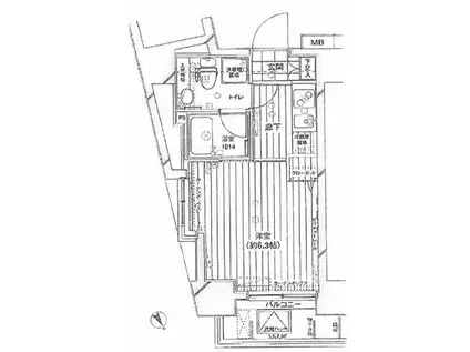 プレール目黒リバーサイド(1K/4階)の間取り写真