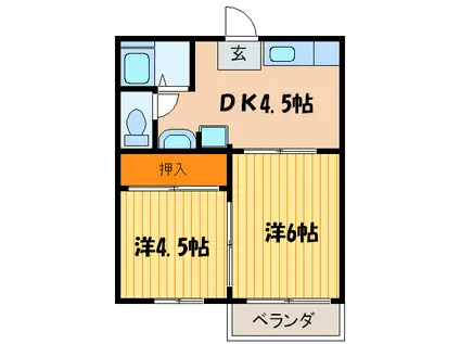 ハイツ森(2DK/2階)の間取り写真