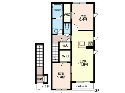 ヴィーガ(2LDK/2階)の間取り写真