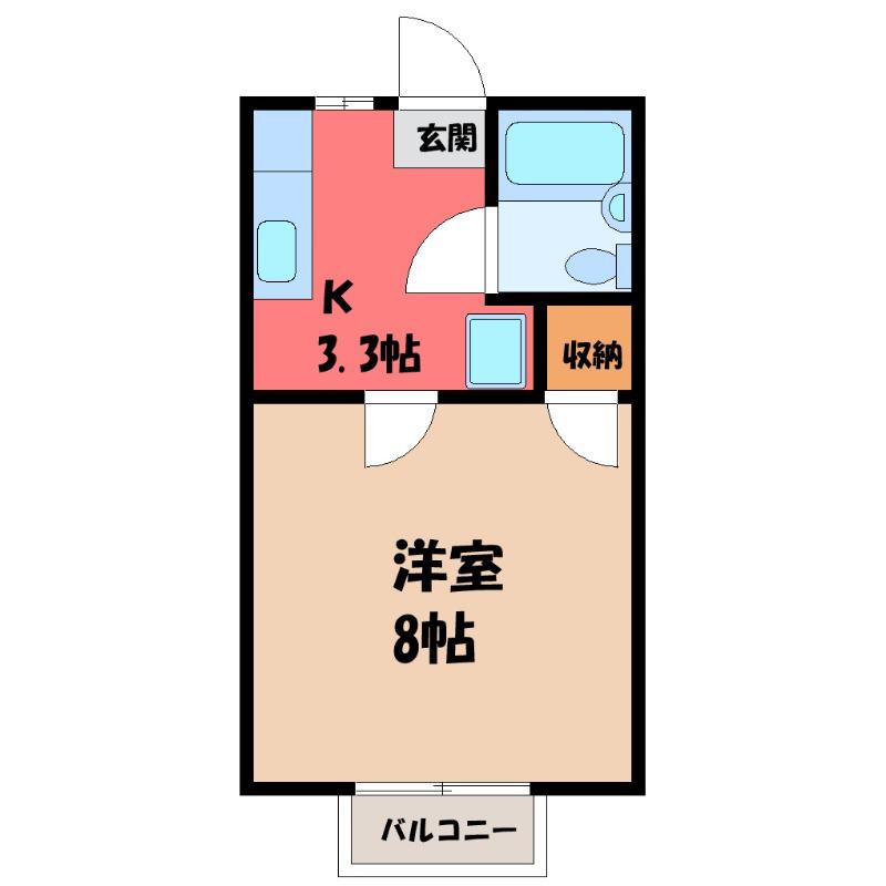 エーデルハイツ 邑楽郡(1K/2階)の間取り写真