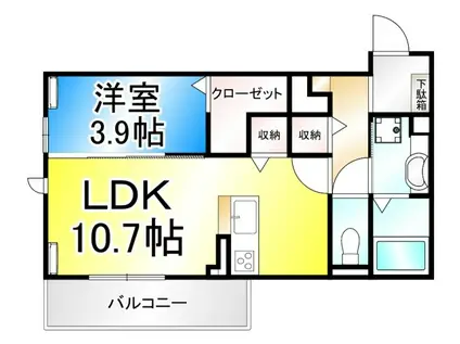 トリシア東和田 W棟(1LDK/3階)の間取り写真