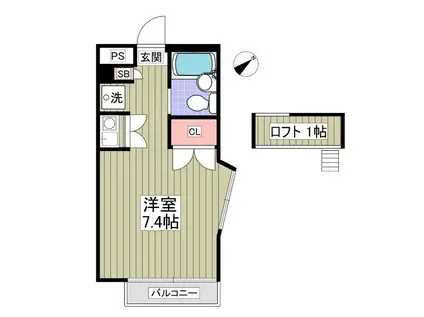 フローラルコートI(ワンルーム/2階)の間取り写真