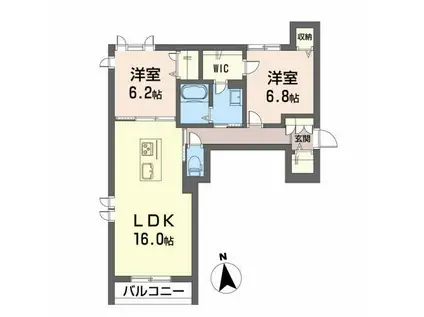 グランデュオ ウエスト(2LDK/1階)の間取り写真