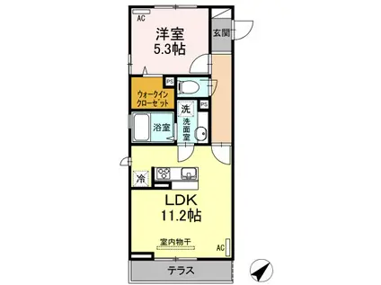 BRIGHT HALU ウエストブライト ハル ウエスト(1K/2階)の間取り写真