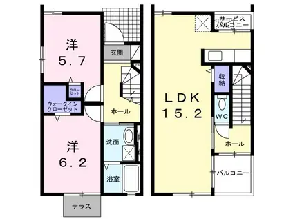 二瀬川アパート(2LDK/1階)の間取り写真