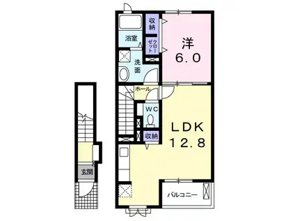 アメシスト(1LDK/2階)の間取り写真