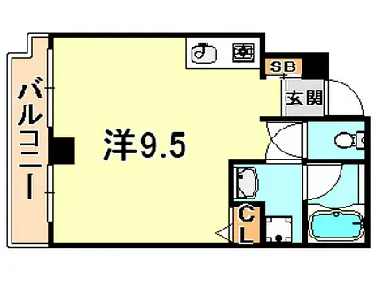 セルフィーユ六甲(ワンルーム/6階)の間取り写真