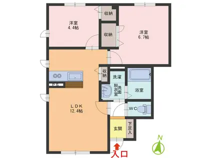 BLUE SKYIIA棟(2LDK/1階)の間取り写真