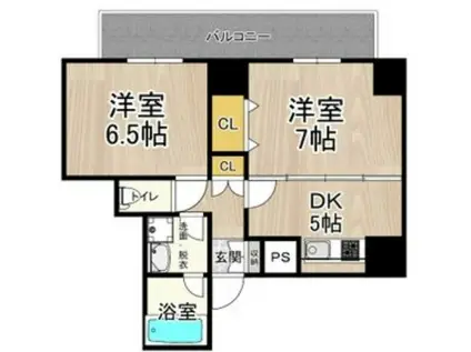 CITY SPIRE難波プレミア(2DK/10階)の間取り写真