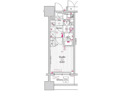 ガーラ・シティ新丸子駅前(1K/3階)の間取り写真