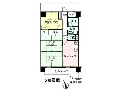 AIマンション大和(3LDK/5階)の間取り写真