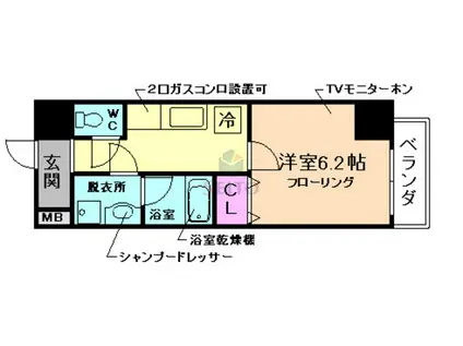アイスビル(1K/9階)の間取り写真