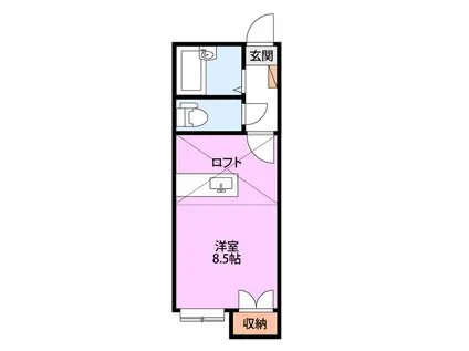 ロイヤルヒルズ駅南(ワンルーム/1階)の間取り写真