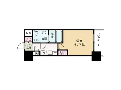 アドバンス新大阪ラシュレ(1K/7階)の間取り写真