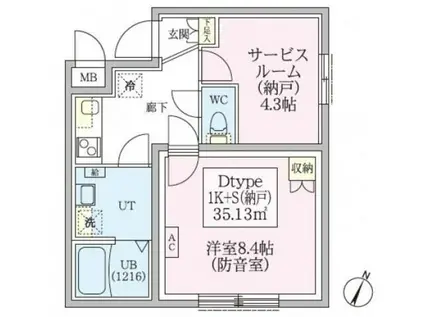 スカイラシクラス田園調布本町(1SK/1階)の間取り写真