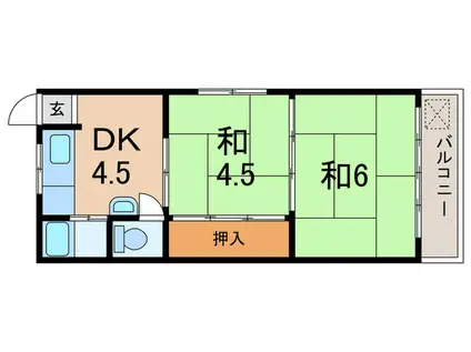 垂水ハイツ(2DK/3階)の間取り写真