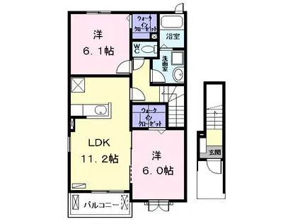 シャングリラ(2LDK/2階)の間取り写真