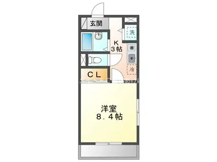 コスモベルテ(1K/2階)の間取り写真