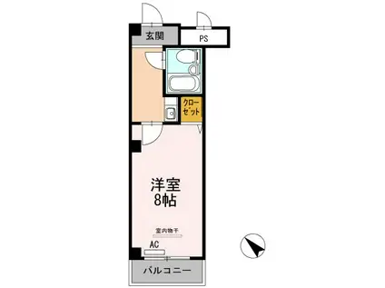 エメラルドリーフ(1K/2階)の間取り写真