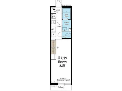 リブリ・アヴニールK.S(1K/2階)の間取り写真