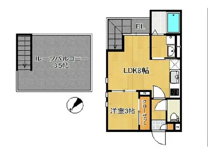 GRANDTIC 住吉2(1LDK/2階)の間取り写真