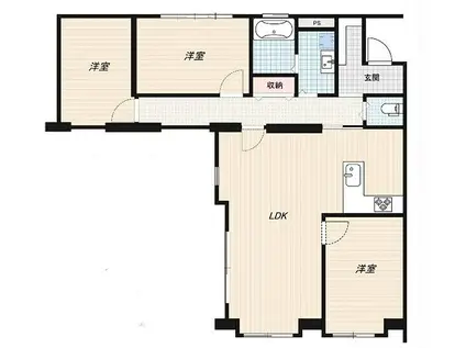 カーサ千里山(3LDK/4階)の間取り写真