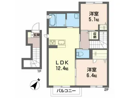 リラフォート東部台(2LDK/1階)の間取り写真