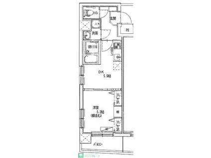 アンソレイユエス(1DK/4階)の間取り写真
