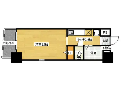 パティオ東荒神(1K/4階)の間取り写真