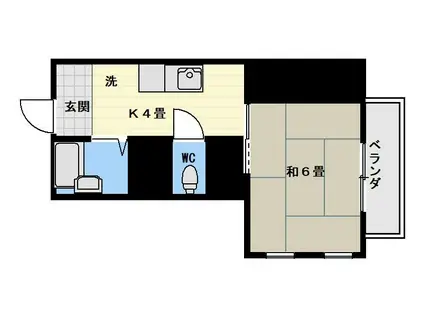 サンルート伊敷(1K/4階)の間取り写真