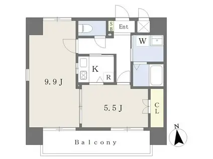 カスティージョ坪井(1LDK/3階)の間取り写真