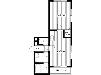 ローラル祐天寺(1DK/2階)の間取り写真