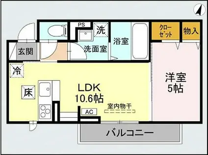 CLASSEUM幸西III(1LDK/2階)の間取り写真